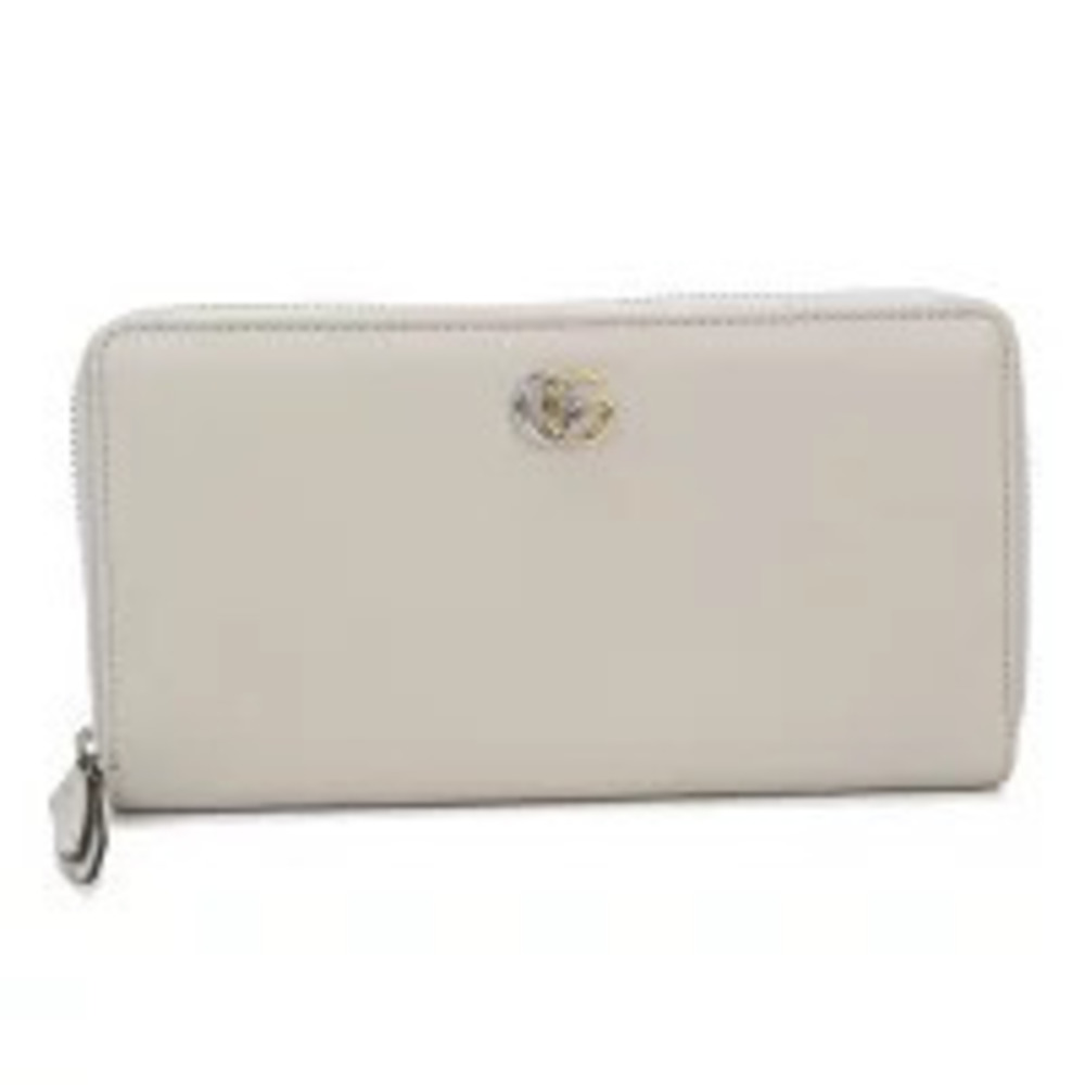 Gucci Long Wallet Round Zipper GG Marmont Zip Around Leather Gray